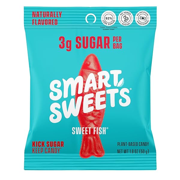 SMART SWEETS, CANDY GUMMY SWEET FISH, 1.8 OUNCE
