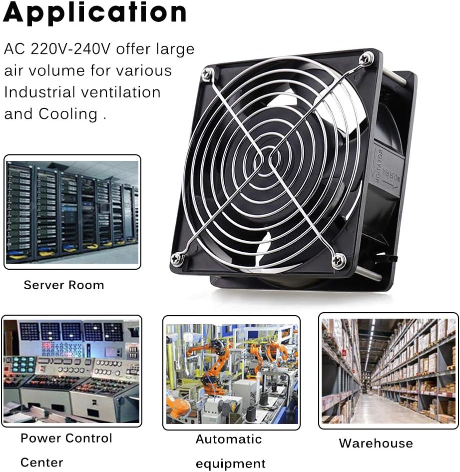 GDSTIME 220V 240V AC Computer Fan 120mm x 38mm 2600RPM 104CFM High Airflow Axial Cooling Fan with Dual Ball Bearings for PC Case Ventilation DIY Projects - Image 5