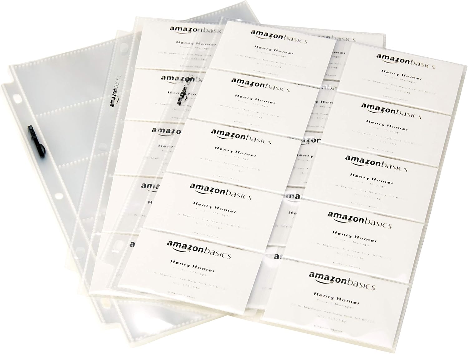 Basics Plastic Business Card Holder Protector Pages for 3-Ring Binder, 25-Pack : Office Products