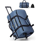 Ponhog 22 Inch Rolling Duffle Bag with Wheels for Men - Water Resistant Wheeled Duffle Bag for Weekend Travel &amp; Overnight Trips, Blue