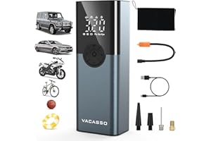 VACASSO 2024 Tire Inflator Portable Air Compressor,150PSI Air Pump for Car Tires with LED Light,Rechargeable Cordless Air Compressor Portable for Car, Bicycle, Motorcycles and Ball