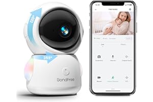BondFree Baby Monitor with Camera and Audio 2K, RGB Night Light, Baby Monitor WiFi Smartphone 2.4Ghz 5Ghz for Nursery, Scan Code Bluetooth Connection, 355° Rotation, Compatible with Alexa Google Home