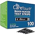 Care Touch Blood Glucose Test Strips for Diabetes I For Use with Care Touch Blood Sugar Monitor - 1 Box of 100 Diabetic Test