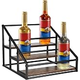 YQBRAO 3-Tier Coffee Syrup Organizer, 12-Bottle Rack, Rustic Brown | Holds up to 12 bottles with stepped visibility and a compact footprint for coffee bars, kitchens, and syrup stations.