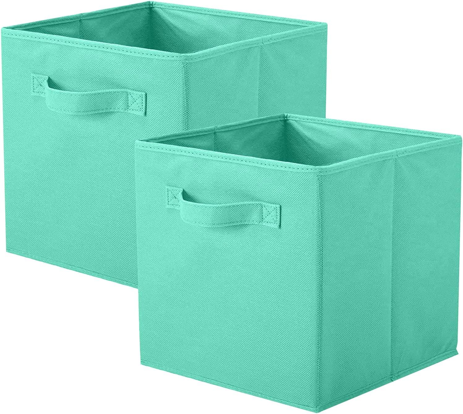 powerking Storage Bins, 2 Pack Foldable Fabric Storage Cubes And Cloth Storage Organizer Drawer For Closet And Toys Storage, Mint Green — image 1
