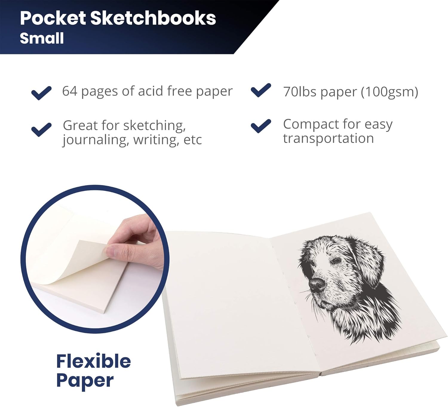 LayFlat Sketchbook - 3.75 x 5.3 Inches - Feathers Blank Note Book, 64 Sheets, Thick 100gsm Paper, for Drawing, Sketching, and journaling: Arts, Crafts & Sewing