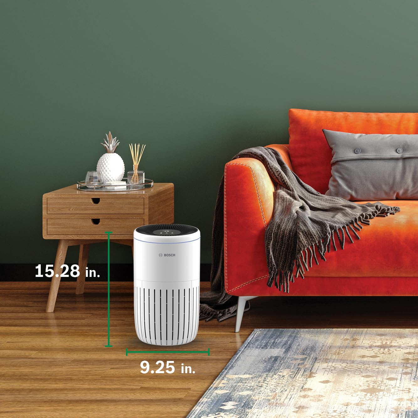 BOSCH Air Purifier for Home (Covers, 810-sq ft), 3-in-1 Filter for Pollen, Viruses, Smoke, Dust, Dander, Outdoor Pollution, Odors, HEPA, ENERGY STAR, Air 2000, White
