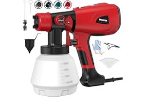 LESONJOY Paint Sprayer 1000W High Power Electric Spray Paint Gun with Adjustable Spray Width Knob 4 Nozzles and 3 Patterns Easy to Clean for Furniture Home Interior House Painting Red