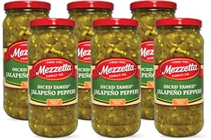 Mezzetta Diced Tamed Jalapeno Peppers, Medium Heat | Kosher, Gluten Free, Keto | 16 Fluid Ounce Jar (Pack of 6)
