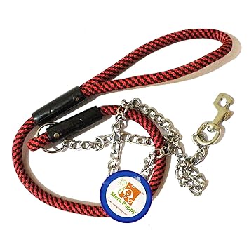 Mera Puppy Training & Walking Dog Chain Leash With Rope Handle - Small