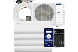 Della 35K BTU ODU Quad 4 Zone (12K 12K 12K 12K) Mini Split AC,Works with Alexa and Wifi, 19 SEER2 208-230V Cools Up to 2200 Sq.Ft,Energy Efficient Multi Zone Pre-Charged Heat Pump,16ft Kits