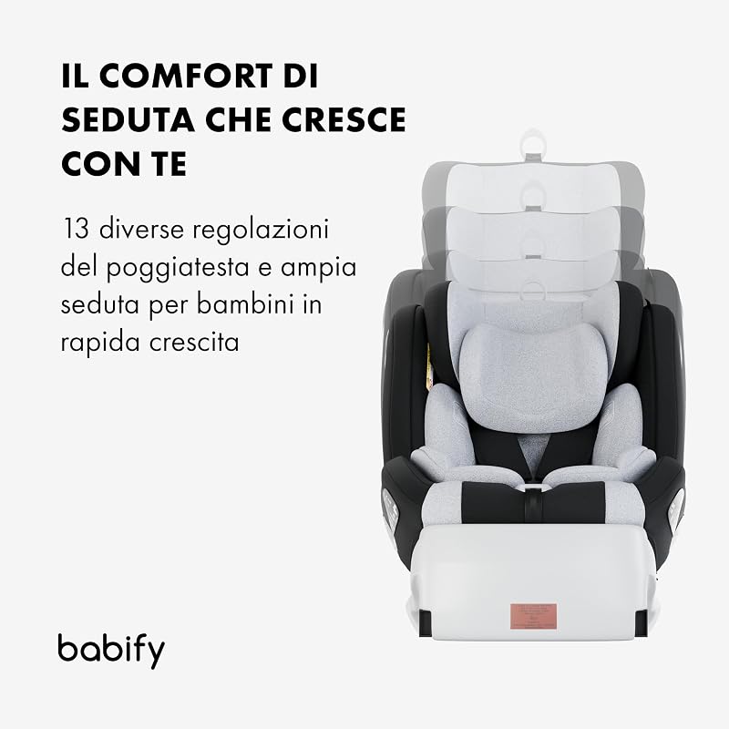 Onboard Seggiolone Auto Isofix I-Size per Bambini da 0 Mesi - 12 Anni, 40-150cm, Seduta Auto Bimbi Regolabile e Reclinabile, rotazione di 360º, Gruppo 0, 1, 2, 3