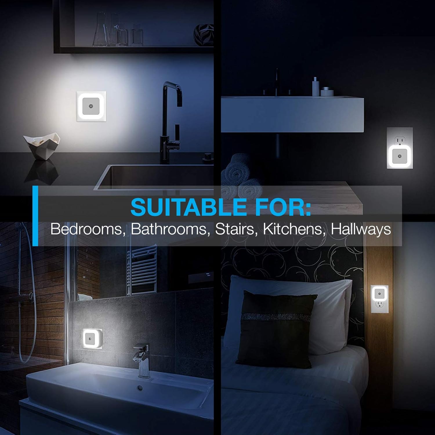 Vont 'Lyra' LED Night Light, Plug-in, (6 Pack) Super Smart Dusk to Dawn Sensor, Night Lights Suitable for Bedroom, Bathroom, Toilet,Stairs,Kitchen,Hallway,Kids,Adults,Compact Nightlight, Cool White: Home Improvement