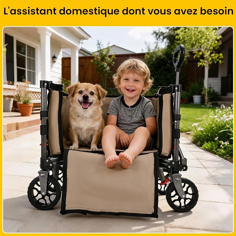 Chariot Pliable 70L 80kg Compact, Fermeture Éclair Latérale