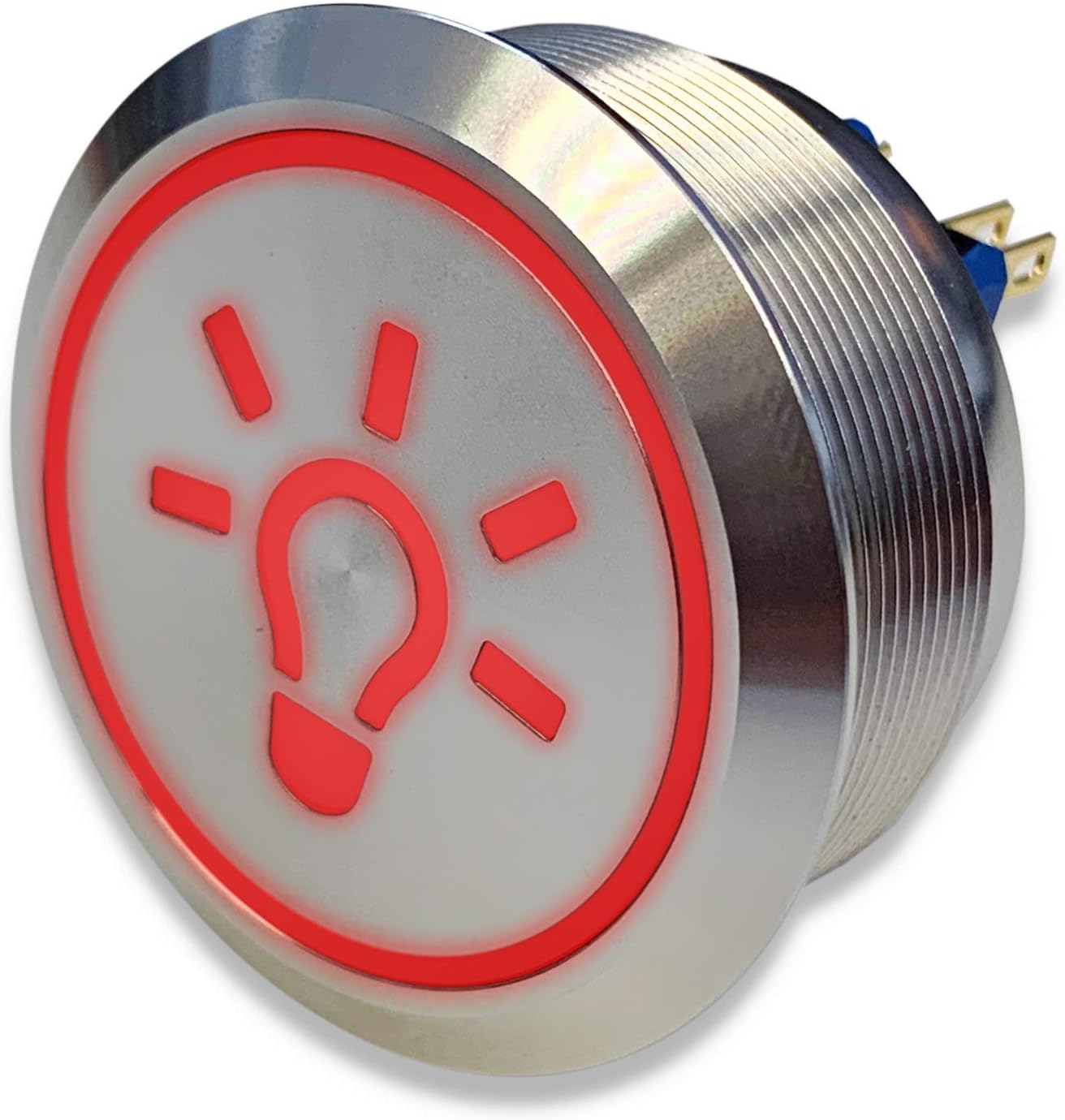 Stainless-steel push-button Ø 40 mm // 1.57 inch - 2 pole -10 Pin – LED Light Symbol (Red)