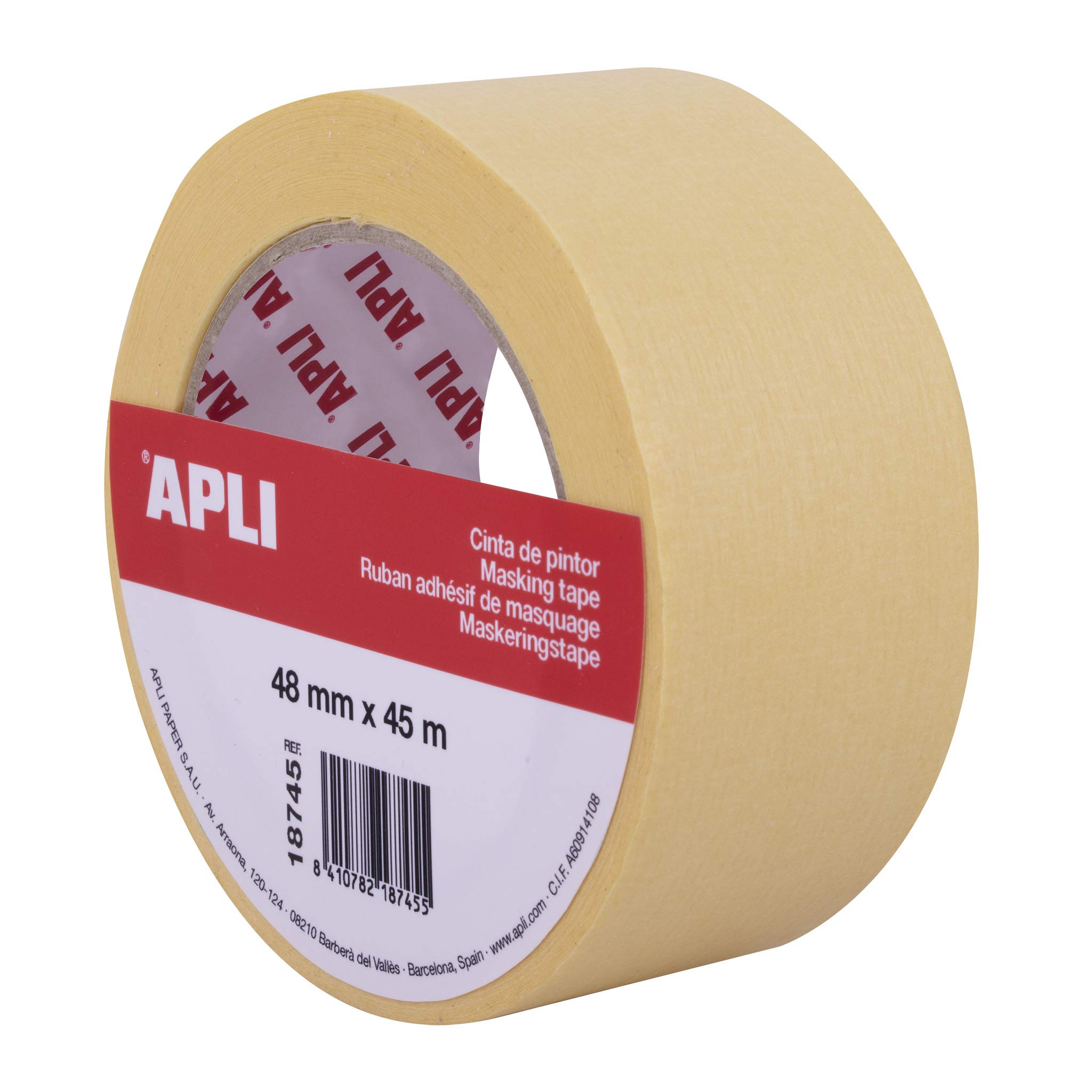 APLI 18745 Painter's Tape/Body Tape 48 mm x 45 m Single Format Paper 57 g/m² Resistant up to 60°