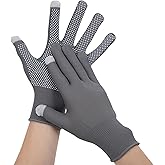 Luwint Thin Knit Touch Screen Finger Gloves, Grip UV Sun Protection Glove for Driving Cycling Hiking Outdoor Working (Gray)