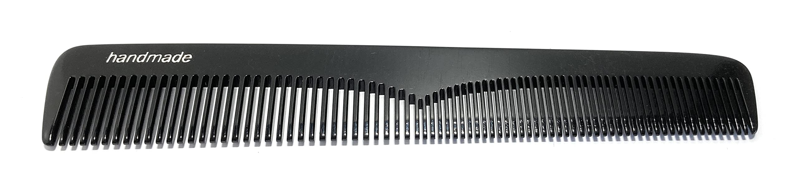 Swedish Crown Men's Sawn Comb 6.1" Handmade Black with Two Teeth Fine + Normal (505CA)