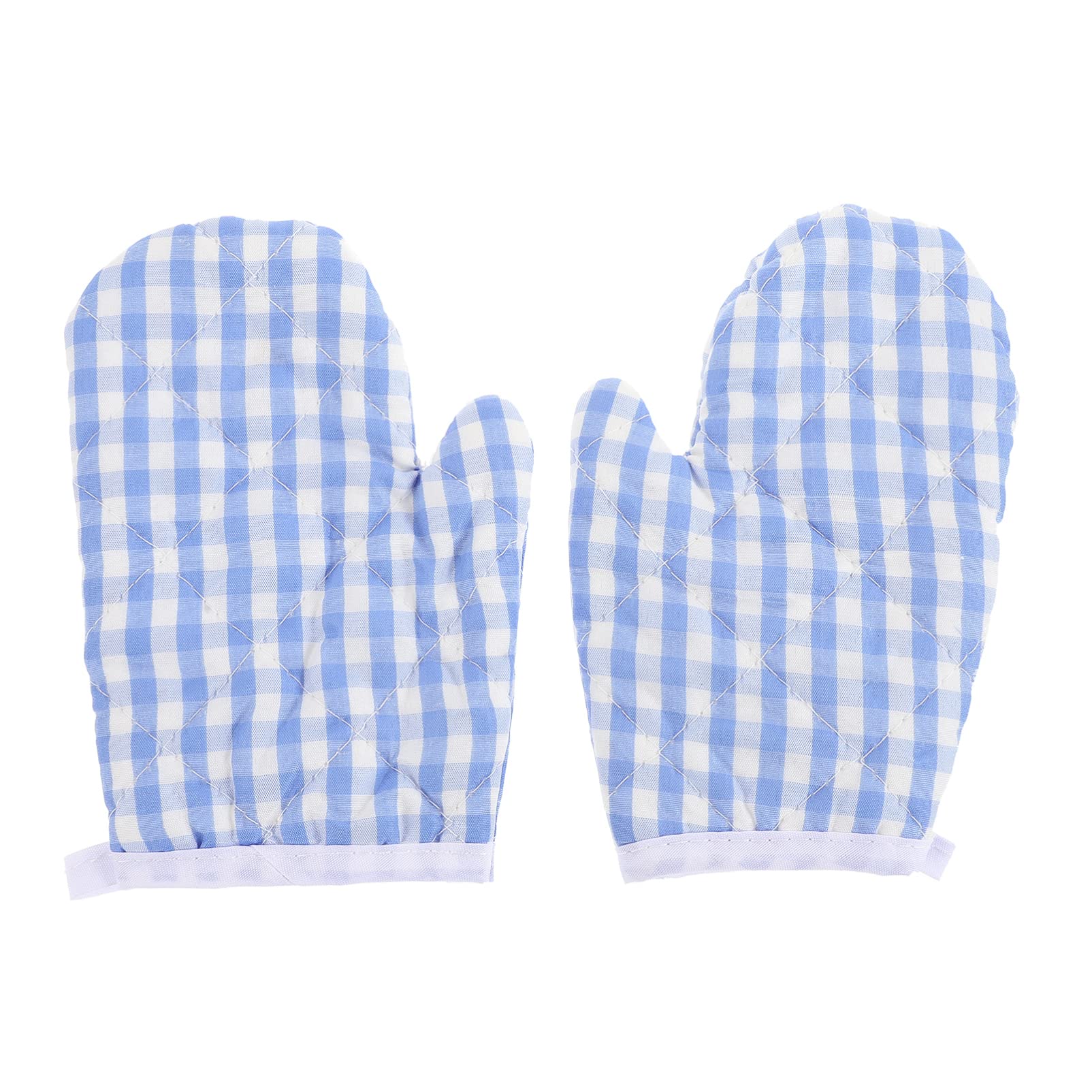 Photo 1 of 2Pcs Kids Oven Mitts for Children Play Kitchen, Anti- Scald Gloves Microwave Oven Gloves Kitchen Mitts for Kids Toddler Safe Baking Cooking (Light Blue Checkered)