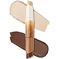 FOCALLURE 2 in 1 Cream Bronzer and Highlighter Stick,Non-greasy & Non-drying Contour Pencil,Easy to Create a Natural Matte Finishing,Long Lasting & Waterproof Face Brighten Make up Pen,MELTED BUTTER