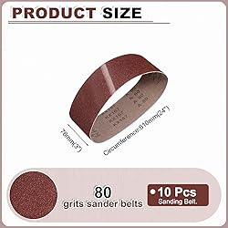 HARFINGTON 3 x 24 Inch Sanding Belts, 10 Pcs 80