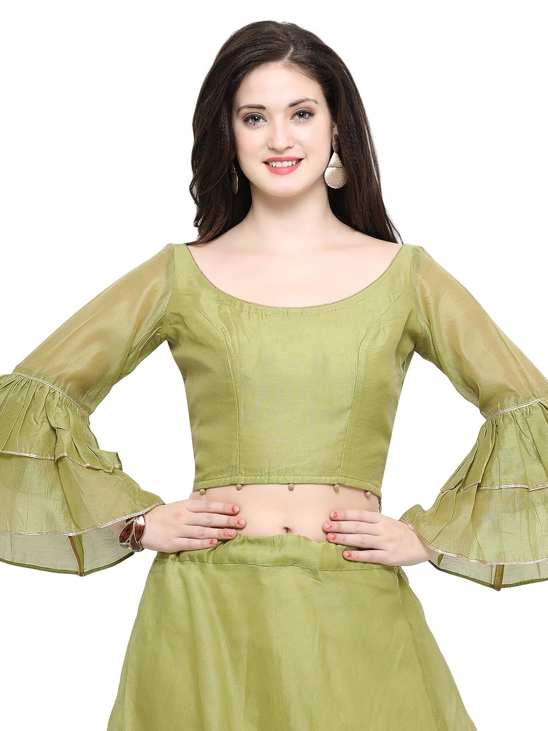 inddus women's cotton flared skirt (ind-ifw-84, green, free size)