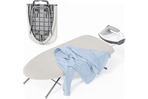 KINGBOARD Tabletop Ironing Board, Small Ironing Board with Iron Rest, Folding Iron Board, Extra Thick Cover, Portable Tabletop Ironing Board with Non-Slip Feet, 30x12 Beige