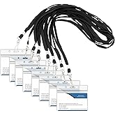 25 Sets ID Badge Holder with Lanyard, Soft and Durable Black Lanyards for ID Badges with ID Holder, Horizontal Badge Holder with Swivel Hook Lanyard for Student Teacher Volunteer Employee