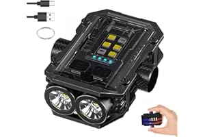 HELINYAN Mini Keychain Flashlight with Clip, LED 360° Rotate Magnetic EDC Key Chain Light, Red Blue COB Side Light, Water Resistant USB-C Rechargeable for Hiking, Camping, Emergency(Black)