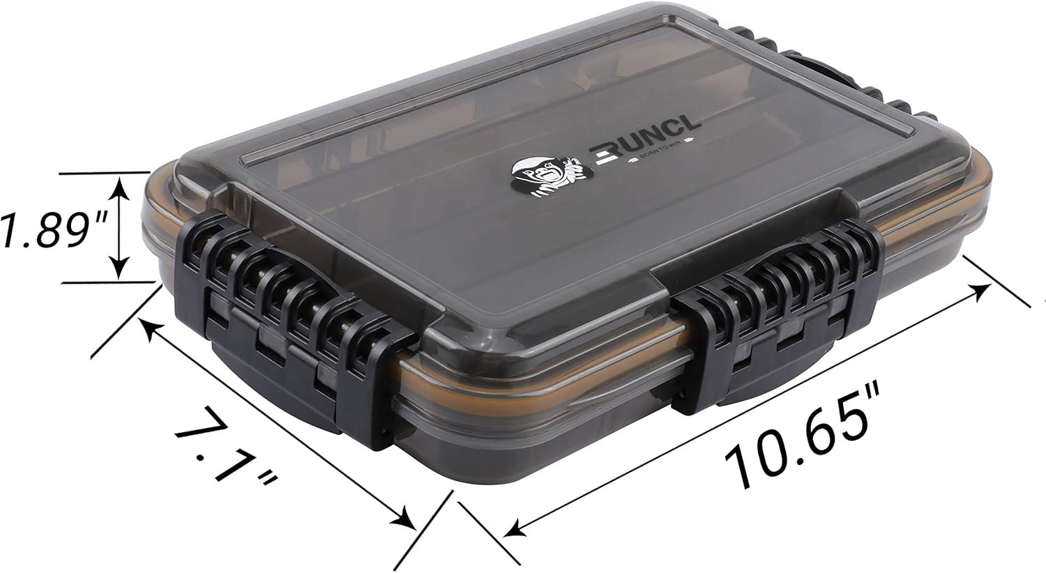 RUNCL Fishing Tackle Box, Waterproof Storage 10.65" L x 7.1" W x 1.89" H - Thicker Frame, 360° Waterproof Seal, Secure-Locking Latches, Sun Protection, Removable Dividers - Storage Organizer Box: Sports & Outdoors