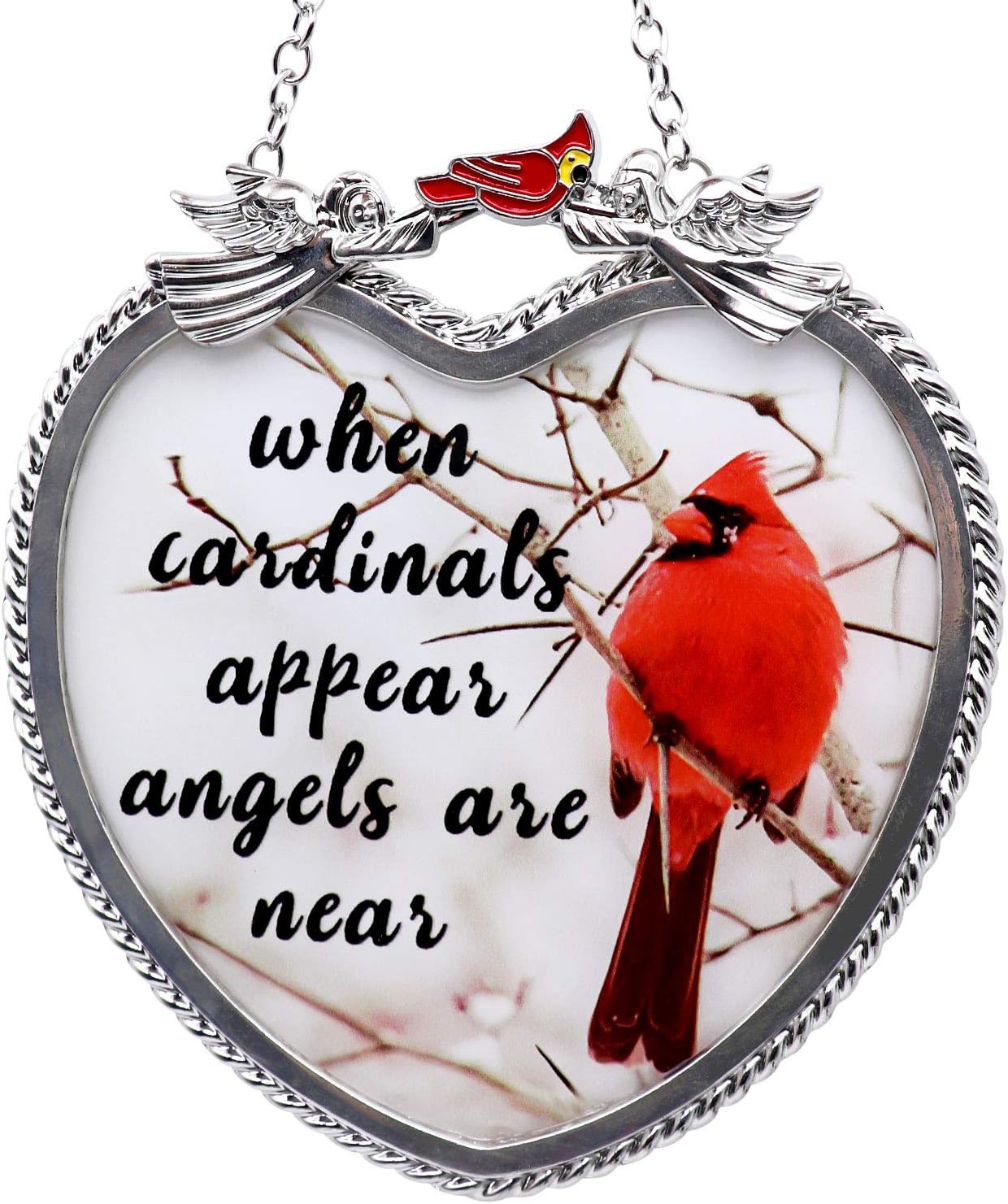 Memorial Cardinal Sympathy Gifts Hanging Heart Design