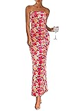 PRETTYGARDEN Womens Summer Printed Tube Maxi Dress
