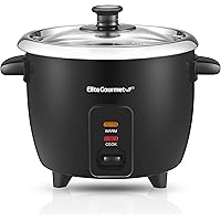 Elite Gourmet ERC006SS 6-Cup Electric Rice Cooker with 304 Surgical Grade Stainless Steel Inner Pot, Makes Soups, Stews, Porr