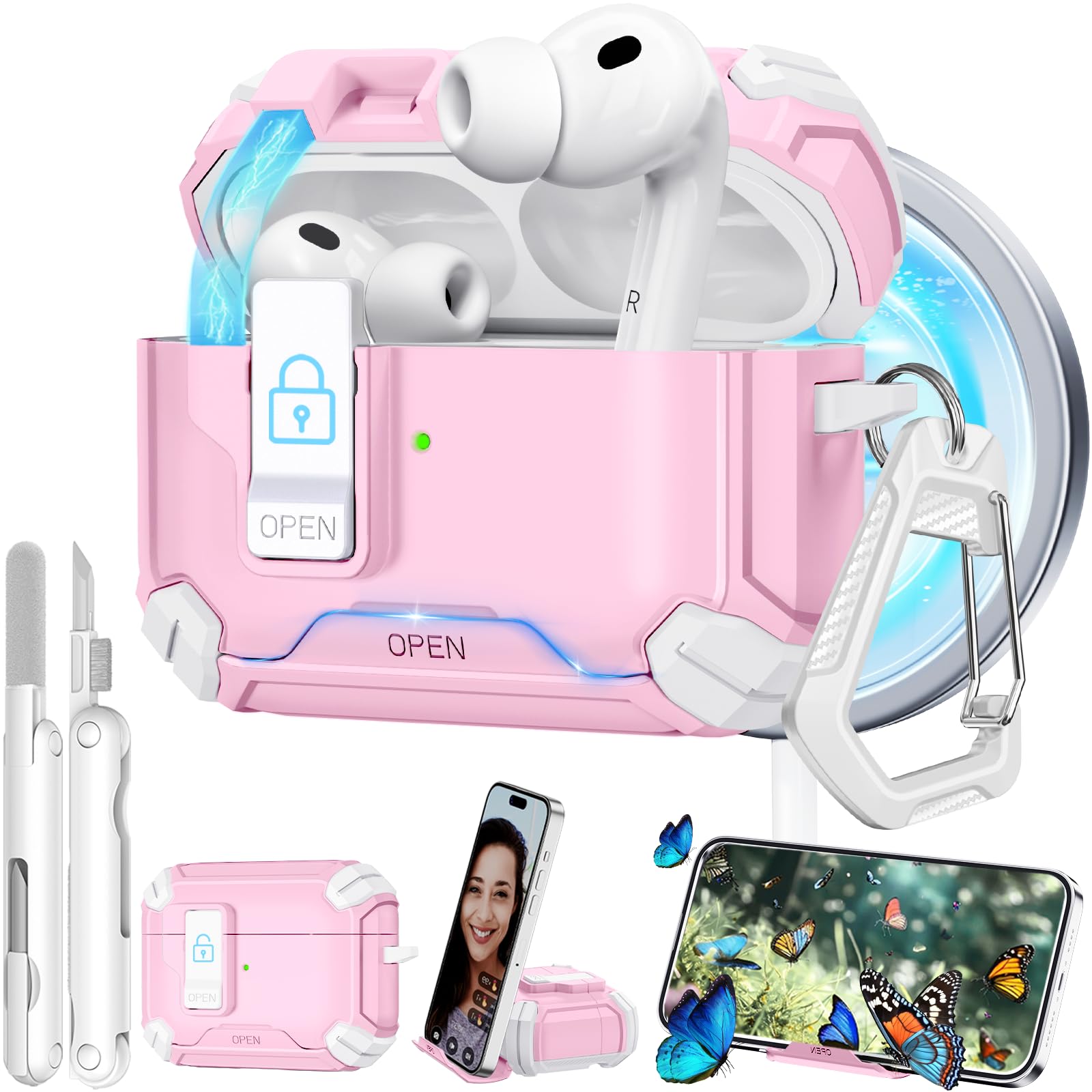 Ekoonpft for Airpods Pro 3 Case with Safety Lock, Compatible with MagSafe
