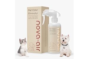 Nova-air Pet Odor Eliminator Spray – Instantly Destroys Odors & Pet Smells by Innovated Ti-Oxy™. Non-toxic, Fragrance-free & Safe for Pets, Home Use. Works on Urine, Litter Boxes, Carpets -10oz