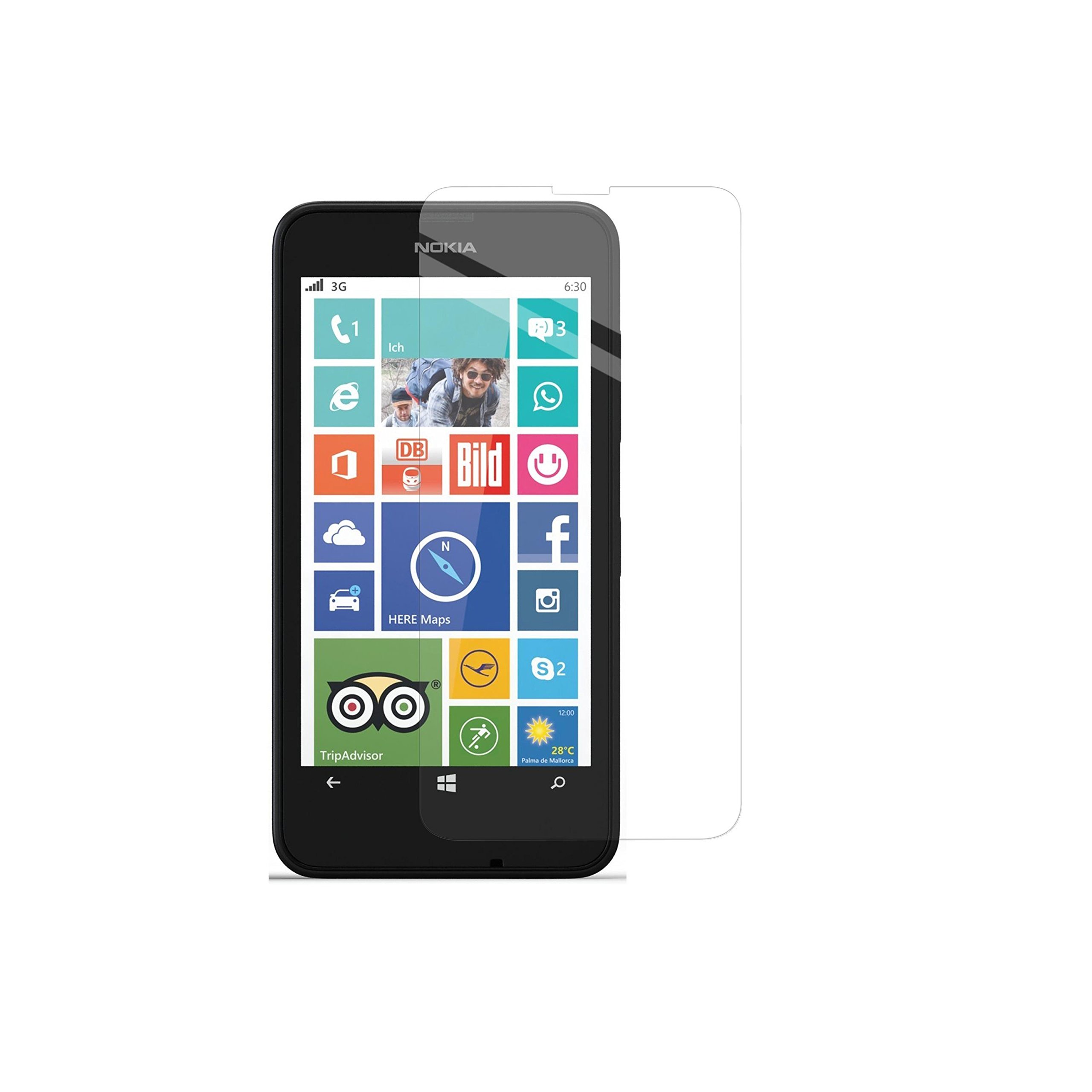 simplecase Tempered Glass Suitable for Microsoft Lumia 630, Premium Screen Protector, Protection by Extra Hardness 9H, Case Friendly, Real Glass/Laminated Glass/Tempered Glass Film, Transparent, Pack