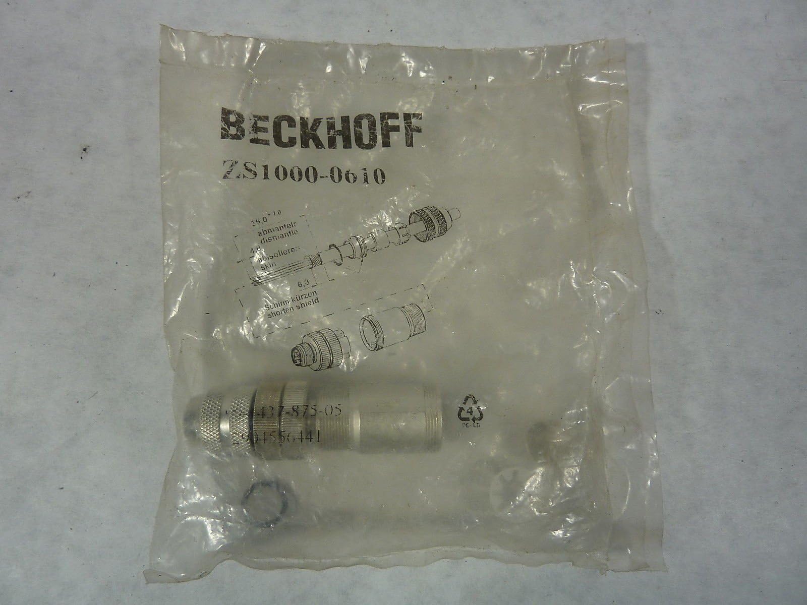 BECKHOFF ZS1000-0610 IP67, Plug Field Assembly, Shielded, MODBUS, 5-PIN, M12, Straight, RS485, B-Coded, Male, for PROFIBUS