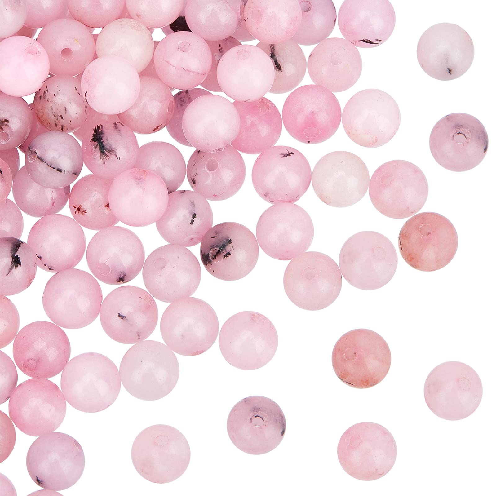 OLYCRAFT 189Pcs 6~6.5mm Natural Cherry Blossom Jasper Bead Dyed Round Loose Beads Natural Stone Bead Charm Round Shaped Findings for Bracelet Necklace Jewelry Making
