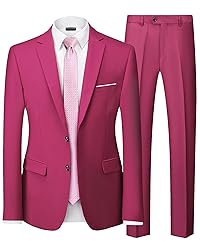 Hihawk Men's 2 Piece Slim Fit Suit with Stretch