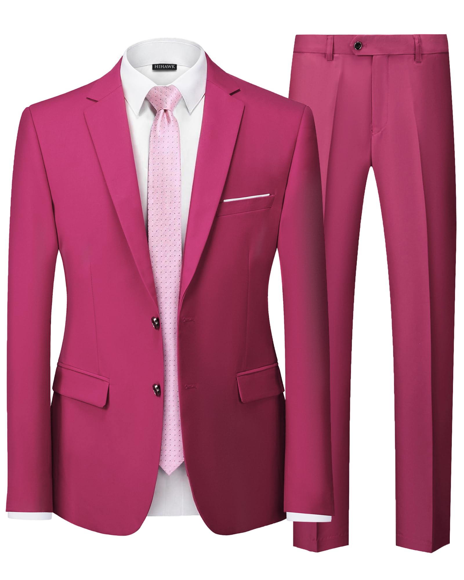 Hihawk Men's 2 Piece Slim Fit Suit with Stretch