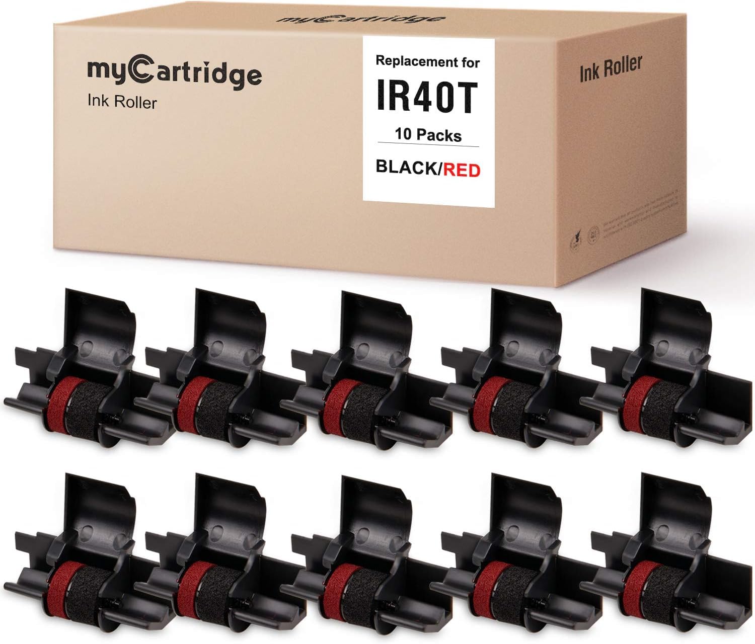 Photo 1 of 10 Pack MYCARTRIDGE IR40T IR-40T Ink Ribbon Compatible with Calculator Ink Roller IR-40T CP-13 NR-42 Replacement for Canon P170-dh MP11dx P23-dhv Sharp el-1801v el-1750v Casio hr-170rc(Red/Black)
