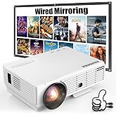 Native 1080P Mini Projector Bluetooth, Type-C Wired Mirroring for Netflix | Included Type-C Cable Smartphone Mirroring, Bluetooth Projector, E Focus, Auto Keystone, Indoor/Outdoor Projector