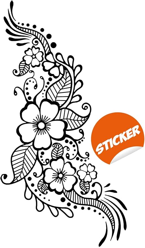 Download Amazon Com Henna Tattoo Wall Vinyl Sticker Floral Flower Mandala Art Paisley Mehndi Indian Decal Decor Inspired Stencil Black Home Room Joga Mural Home Kitchen