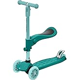Retrospec Chipmunk Plus Kids&rsquo; Kick Scooter 3+ Years - Height Adjustable 3 Wheel Scooters - Learn to Steer, Foldable Seat, LED Lights, &amp; No-Slip Deck