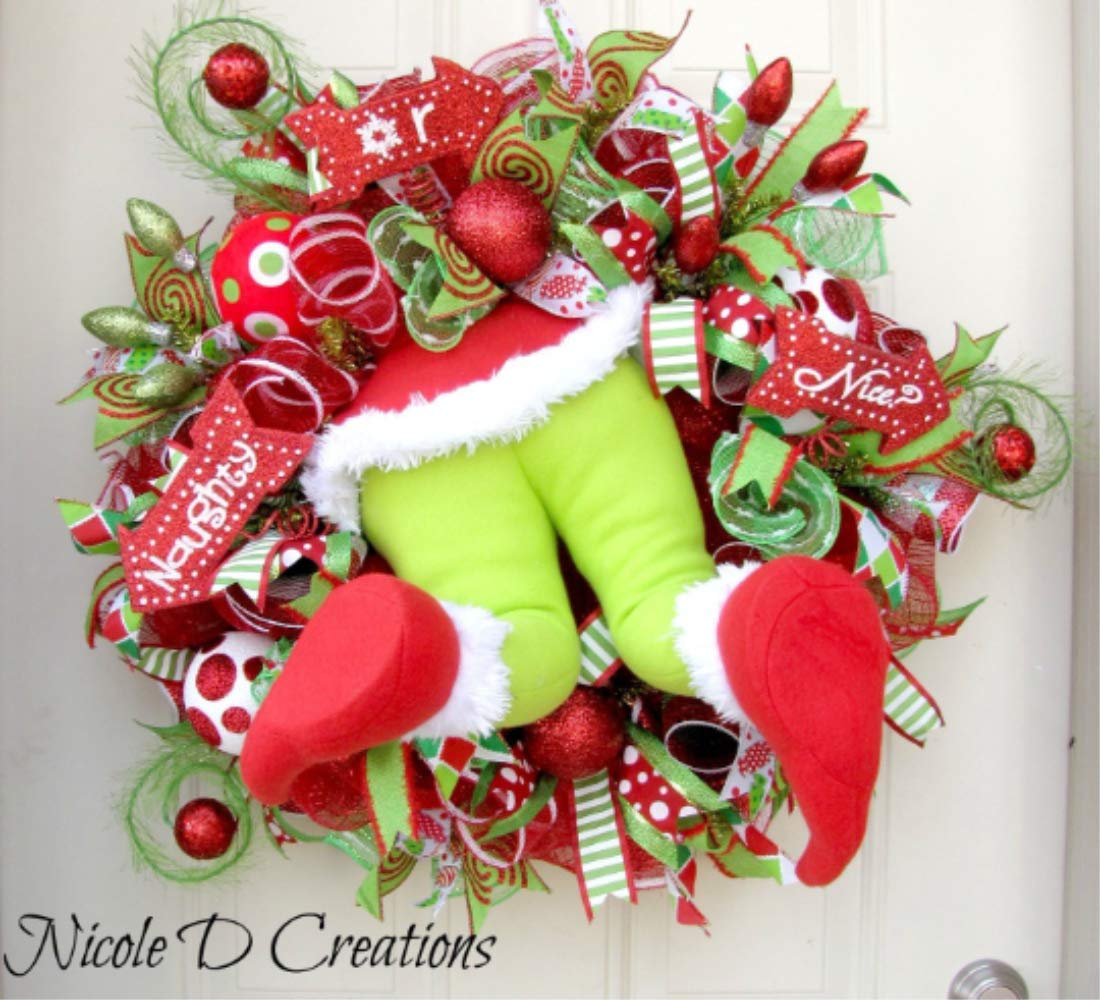 Amazon.com: The Grinch Christmas Wreath- Holiday Wreath- Deco Mesh