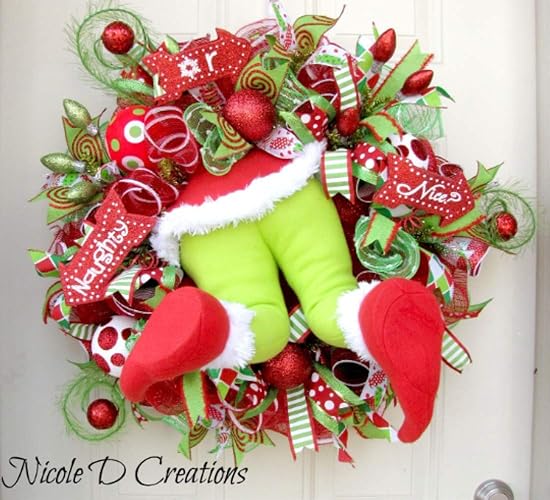 Amazon.com: The Grinch Christmas Wreath- Holiday Wreath- Deco Mesh