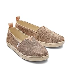 TOMS Girls Alpargata Loafer Flat, Gold Sparkle
