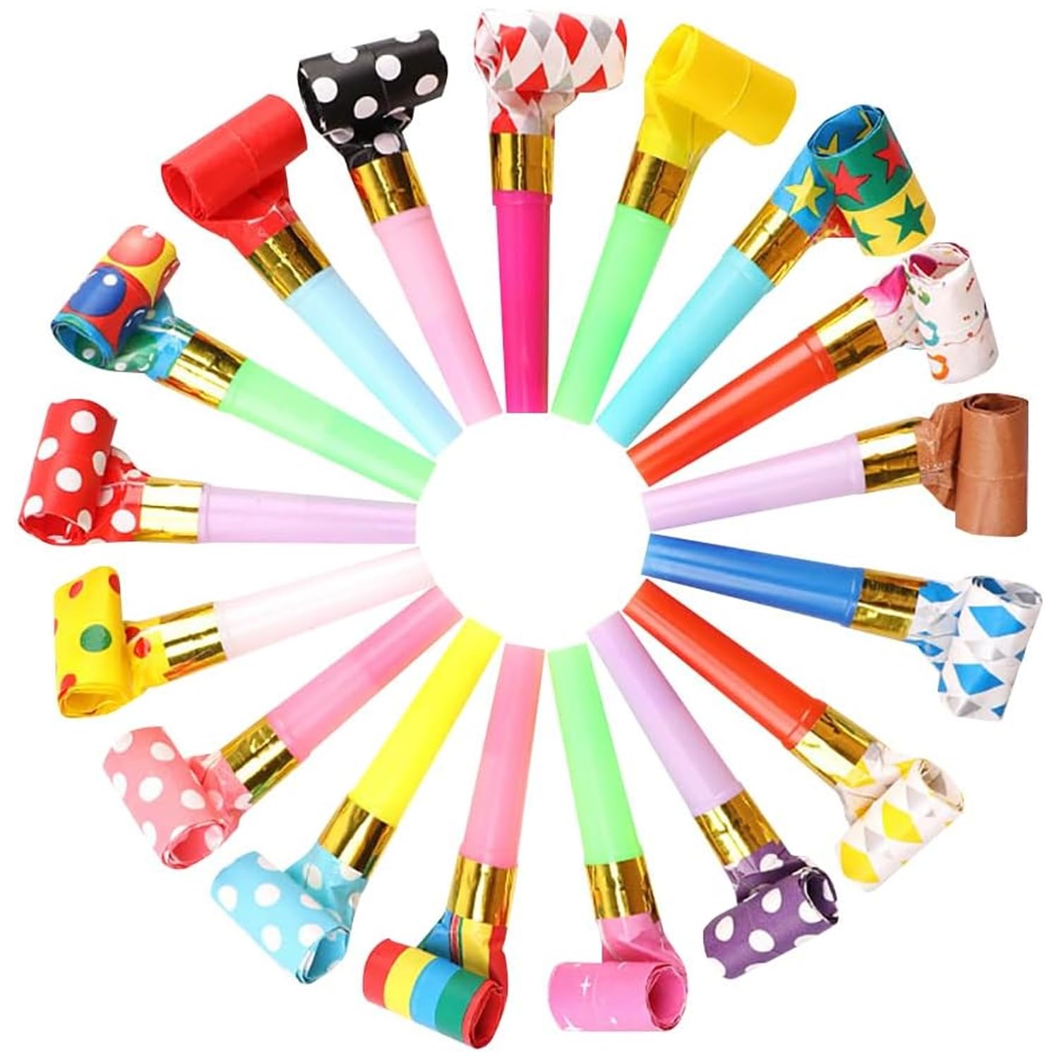 30 Pcs Party Blowers,Colourful Party Blowers Whistles for Kids Adults Horn Poppers,Noisemakers Generator Toy Accessories for Birthday Anniversary Masquerade Wedding Graduation Christmas Supplies Funny