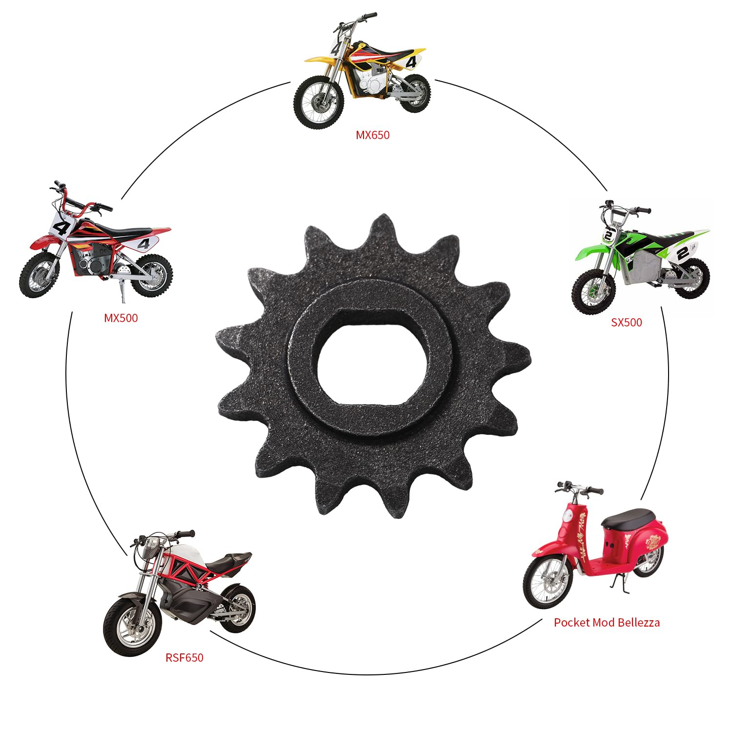 KAMIER Upgraded 25H Chain 13T Teeth Motor Sprocket Master Link Replacement for Razor MX500 MX650 SX500 Mcgrath Dirt Rocket Bike RSF650 MY1020 Motor Kids Electric Scooter Mini Bike Go Kart Cart Parts