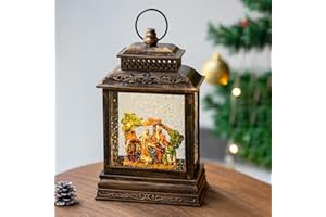 EYZH Christmas Nativity Snow Globe Lantern with 6 Hour Timer, Musical Lighted Nativity Scene Water Globes with Nativity Scene Indoor 11.75 inch USB Sparkling for Living Home,Bedroom Everyday Decor